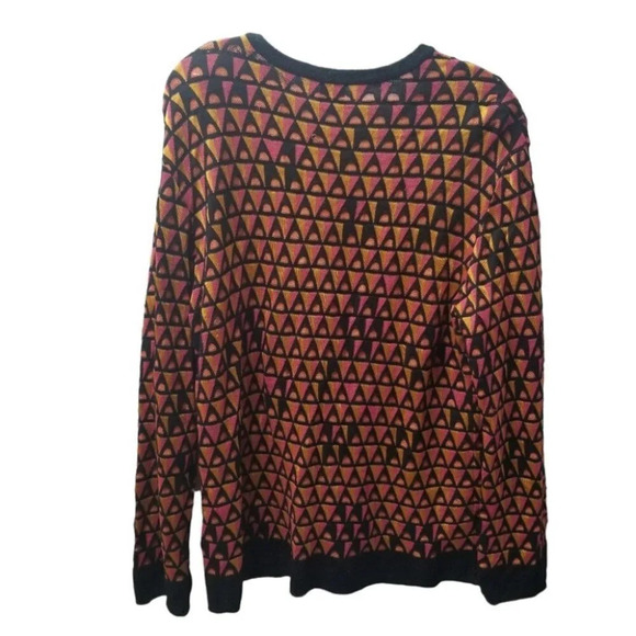 M Missoni Orange Pink Black Geometric Retro Crewneck Wool L - Picture 2 of 11